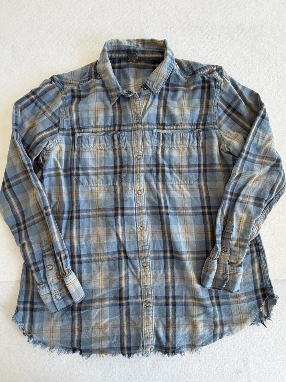 Ladies Eddie Bauer Blue Plaid Button-Down Shirt